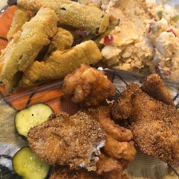 Bell's BBQ - Catfish, shrimp, okra and potato salad. Everything was good except the potato salad. It was horrible - Barbeque Near Me - Henderson, Nevada Bell's BBQ - Catfish, shrimp, okra and potato salad. Everything was good except the potato salad. It was horrible - Barbeque Near Me - Henderson, Nevada