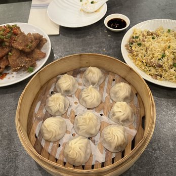 Prince Dumpling - Salt and pepper pork chops (left), XLB (middle) and kurobuta pork fried rice (right) - Dim Sum Near Me - Rosemead, California Prince Dumpling - Salt and pepper pork chops (left), XLB (middle) and kurobuta pork fried rice (right) - Dim Sum Near Me - Rosemead, California