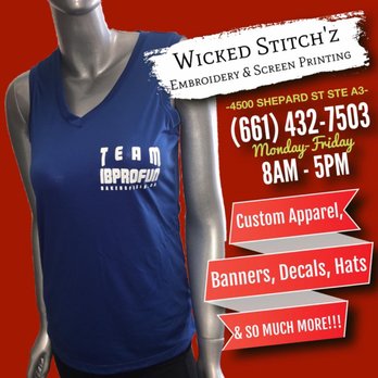 Wicked Stitchz - Let us put together a special look for your team, company, or event that will make you stand out from the competition.!!!!! - Screen Printing Near Me - Bakersfield, California Wicked Stitchz - Let us put together a special look for your team, company, or event that will make you stand out from the competition.!!!!! - Screen Printing Near Me - Bakersfield, California
