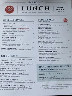 Menu photo 5 Harrison's Kitchen & Bar Panama City, FL