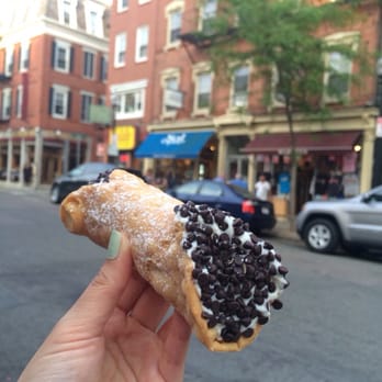 Mike's Pastry - Chocolate chip cannoli $3.50. Good! Didn't really care for the chocolate chips though - Bakeries Near Me - Boston, Massachusetts Mike's Pastry - Chocolate chip cannoli $3.50. Good! Didn't really care for the chocolate chips though - Bakeries Near Me - Boston, Massachusetts