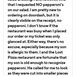 It is my review. I have been unable to reach the restaurant since our delivery. The line has contuined to have a busy signal.