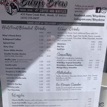 Bitsy's Brew - a menu for a coffee shop - Food Trucks Near Me