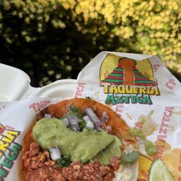 Soyrizo super taco with no cheese, no sour cream! Vegan goodness