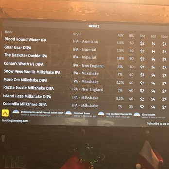Lead Dog Brewing - Tap List 12/09/2018...1/2 - Breweries Near Me - Reno, Nevada