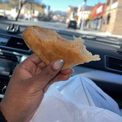 B-B Bakery - half-eaten Haitian patty with chicken filling
