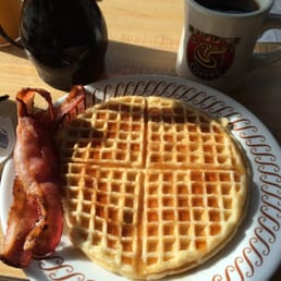 $5.55 (?) special. Single waffle with either bacon, ham, or sausage. Bacon option comes with 3 slices. $5.55 (?) special. Single waffle with either bacon, ham, or sausage. Bacon option comes with 3 slices.
