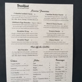 Glacier View Inn - Dining Room menu - Hotels Near Me - Banff, Alberta