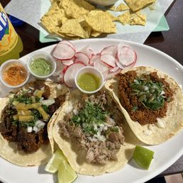 Pork tacos & chips + queso Pork tacos & chips + queso