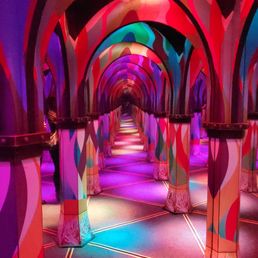 Inside mirror maze
