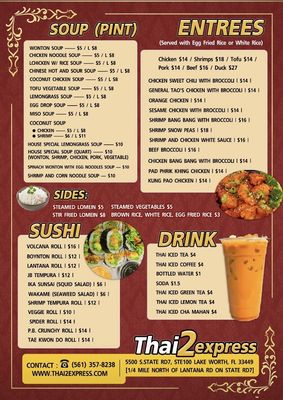 Menu photo 2 Thai 2 Express Lake Worth, FL