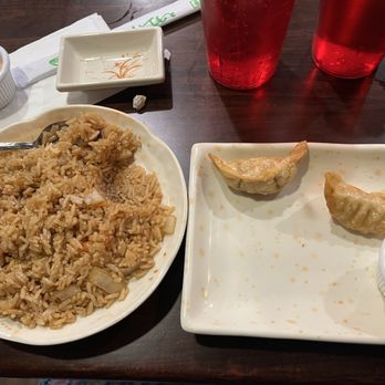 O'Yummy Sushi - 28. Chicken Fried Rice and 15. Gyoza (it comes with three dumplings but I was too excited to wait) - Japanese Near Me - Virginia Beach, Virginia O'Yummy Sushi - 28. Chicken Fried Rice and 15. Gyoza (it comes with three dumplings but I was too excited to wait) - Japanese Near Me - Virginia Beach, Virginia
