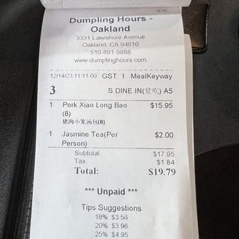 Dumpling Hours - $2 per person for tea but it was a big pot even for a single person dining alone which was nice. - Dim Sum Near Me - Oakland, California
