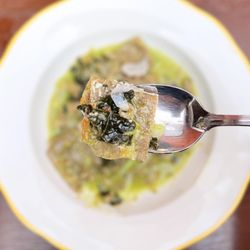 Ciccio - Fazzoletti w/ white bolognese, pickled garlic, chive oil | $26