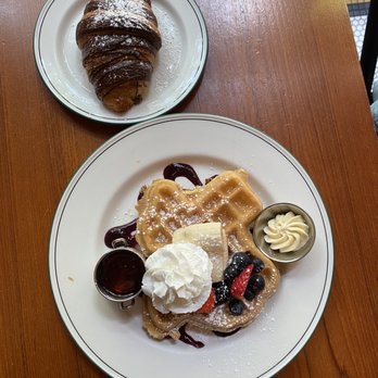1886 Cafe & Bakery - Chocolate croissant and Texas Pecan Waffle - American Near Me - Austin, Texas