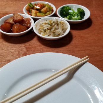 Helen's Asian Kitchen - Complimentary appetizer of four small dishes - mung beans, sesame brocolli, spicy cucumber and potatoes. - Chinese Near Me - Columbus, Ohio Helen's Asian Kitchen - Complimentary appetizer of four small dishes - mung beans, sesame brocolli, spicy cucumber and potatoes. - Chinese Near Me - Columbus, Ohio