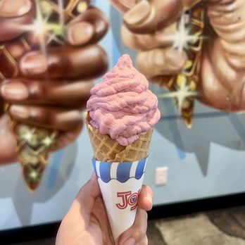 Happy Cones - New Zealand Ice cream: Raspberry Pineapple $5.99 on a waffle cone for an additional $1 something - Food Trucks Near Me - Edgewater, Colorado