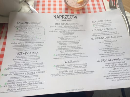 Menu photo 1 Naprzeciw Warsaw, MZ Menu photo 1 Naprzeciw Warsaw, MZ