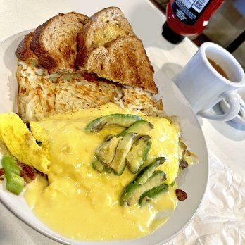 Scotts Diner - Omelette with hollandaise sauce. I believe this was off of the menu. - Diners Near Me - Merced, California