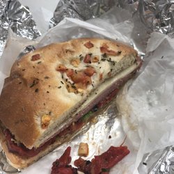 Pelham Gourmet Deli & Catering - Salami, provolone, balsamic vinegarette  on tomato focaccia