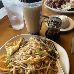 Pad Thai and brown sugar milk tea