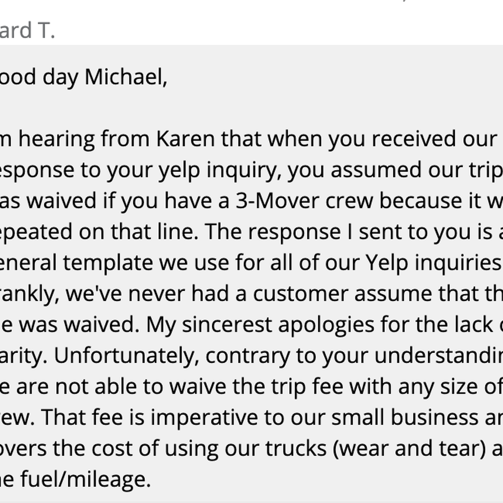 Dillard Movers - Beginning of response from owner (making me look like an idiot). - Movers Near Me - Saint Paul, Minnesota Dillard Movers - Beginning of response from owner (making me look like an idiot). - Movers Near Me - Saint Paul, Minnesota