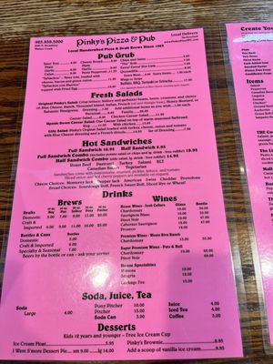 Menu photo 1 Pinky's Pizza & Pub Walnut Creek, CA Menu photo 1 Pinky's Pizza & Pub Walnut Creek, CA