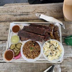 Brisket, Ribs, Sausage  Pork Pork Belly Fried Rice, Mac Salad