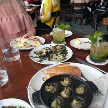 Manhatta - Rockefeller oysters, endive salad, scotch snails and mint julep - New American Near Me - New York, New York Manhatta - Rockefeller oysters, endive salad, scotch snails and mint julep - New American Near Me - New York, New York