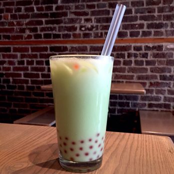 CO - Honeydew bubble tea with popping strawberry boba, also meh - Vietnamese Near Me - Charleston, South Carolina
