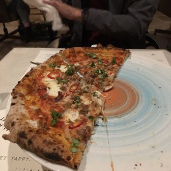 Sixty Vines - Spicy Sausage pizza (half eaten) - New American Near Me - Plano, Texas Sixty Vines - Spicy Sausage pizza (half eaten) - New American Near Me - Plano, Texas
