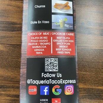 Taqueria Taco Express - Menu Aug '22 - Latin American Near Me - Arlington, Texas Taqueria Taco Express - Menu Aug '22 - Latin American Near Me - Arlington, Texas