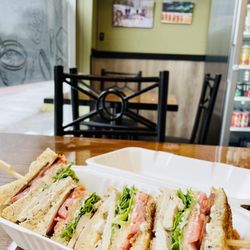 Sprigwich - Our most popular sandwich. The Farmers Clubhouse with house seasoned roasted chicken breast, lettuce, tomato and bacon.