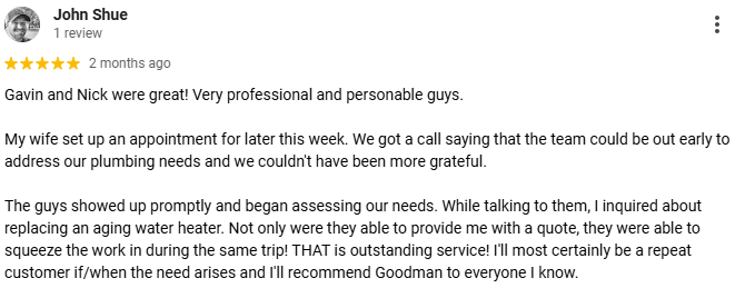 Slide of Goodman Plumbing