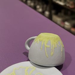 uPaint Pottery Studio - Freshly painted mini coffee cup & saucer