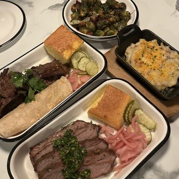 Oak & Ember - Tri tip, wagyu asada, brussel sprouts, mashed potato - Halal Near Me - Ontario, California Oak & Ember - Tri tip, wagyu asada, brussel sprouts, mashed potato - Halal Near Me - Ontario, California