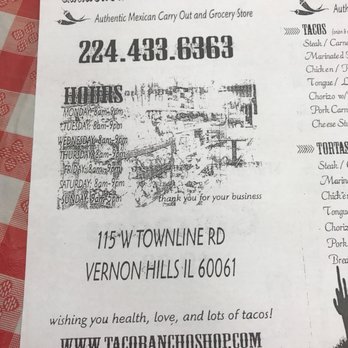 Taco Rancho - Look at there physical menu and they have a new website - Customized Merchandise Near Me - Vernon Hills, Illinois Taco Rancho - Look at there physical menu and they have a new website - Customized Merchandise Near Me - Vernon Hills, Illinois