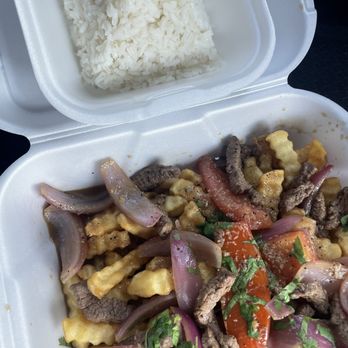 Sabor a Peru - Lomo Saltado with Crinkle cut fries - Peruvian Near Me - Covina, California Sabor a Peru - Lomo Saltado with Crinkle cut fries - Peruvian Near Me - Covina, California