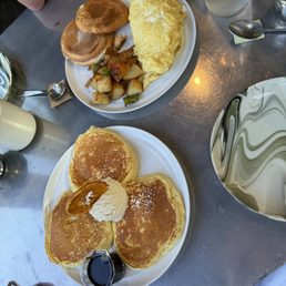 Orange Crush Pancakes and Greek Omelette with home fries Orange Crush Pancakes and Greek Omelette with home fries