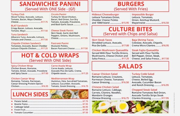 Menu photo 3 Hideout Cafe Woodland Hills, CA