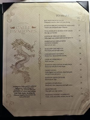 Menu photo 5 Calle Dragones Miami, FL