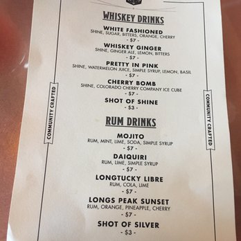 Abbott And Wallace Distilling - Drink menu :) - Distilleries Near Me - Longmont, Colorado