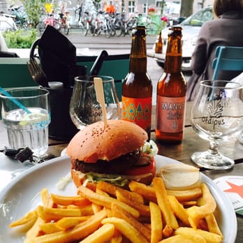 Café Binnen Buiten - Falafelburger with French fries - Gastropubs Near Me - Amsterdam, New Hampshire Café Binnen Buiten - Falafelburger with French fries - Gastropubs Near Me - Amsterdam, New Hampshire