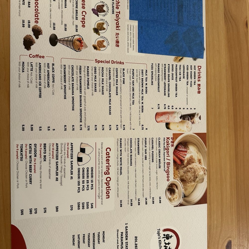Tojo Kitchen - Menu - Ramen Near Me - Paramus, New Jersey Tojo Kitchen - Menu - Ramen Near Me - Paramus, New Jersey