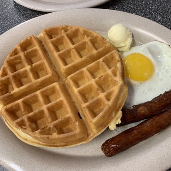 American Waffle House - Belgian Waffle Special w/ Sunnyside Up Egg & Sausage Links - American Near Me - Seaford, New York American Waffle House - Belgian Waffle Special w/ Sunnyside Up Egg & Sausage Links - American Near Me - Seaford, New York