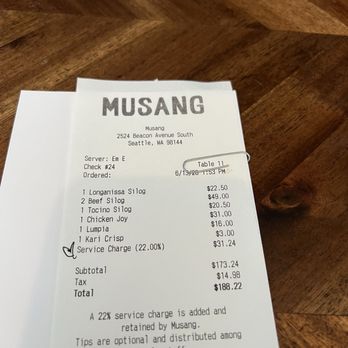 Musang Seattle - Service charge for the restaurant - Filipino Near Me - Seattle, Washington Musang Seattle - Service charge for the restaurant - Filipino Near Me - Seattle, Washington