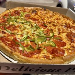 Central Pizza - Half cheese, half peppers and pepperoni