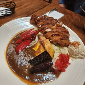 Curry Hyuga - Tonkatsu curry + added veggies (kabocha eggplant peppers) - Japanese Curry Near Me - Burlingame, California