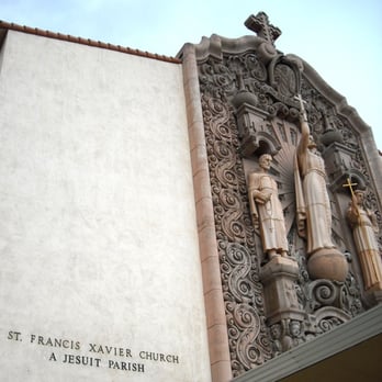 St. Francis Xavier Parish - Statuary of the church facade: St. Francis Xavier flanked by Fr. Eusebio Kino and Fr. Junipero Serra - Churches Near Me - Phoenix, Arizona St. Francis Xavier Parish - Statuary of the church facade: St. Francis Xavier flanked by Fr. Eusebio Kino and Fr. Junipero Serra - Churches Near Me - Phoenix, Arizona