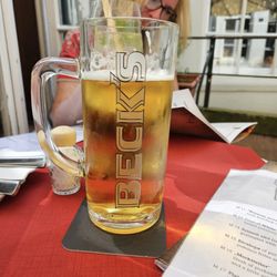 Beck's Besucherzentrum - Enjoying the local product at a nearby restaurant.